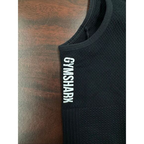 Gymshark Black Power Down Croplette Sports Top Size Small - Picture 3 of 5